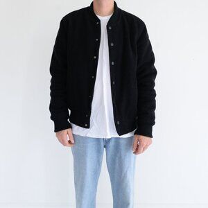 Hudson Black 51% Wool Button Up Varsity Jacket Size Medium